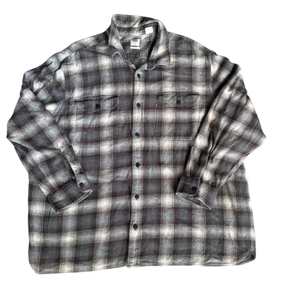 Levi's Flannel Long Sleeve Shirt Button Up Mens Size‎ 3XL 100% Cotton Gorpcore
